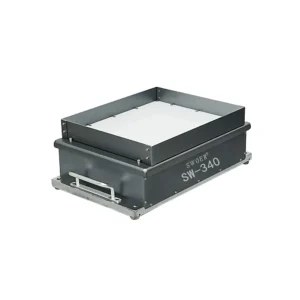 Rectangular feeder tray with a white working surface.